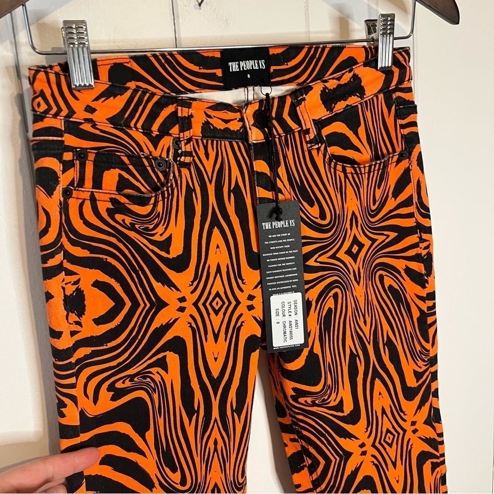 The People VS Orange and Black Abstract Zebra Print Pants. Size 8. - Picture 2 of 7
